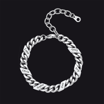 Custom Engraved Name Cuban Link Chain Bracelet for