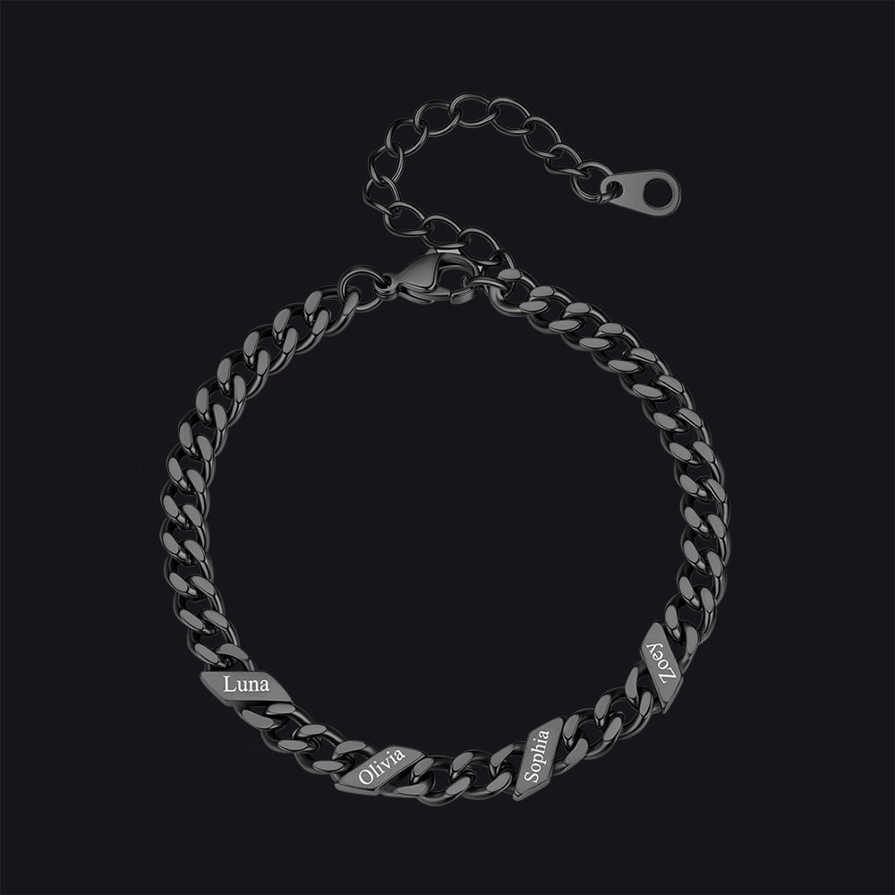 Custom Engraved Name Cuban Link Chain Bracelet for