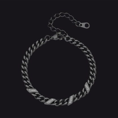 Custom Engraved Name Cuban Link Chain Bracelet for