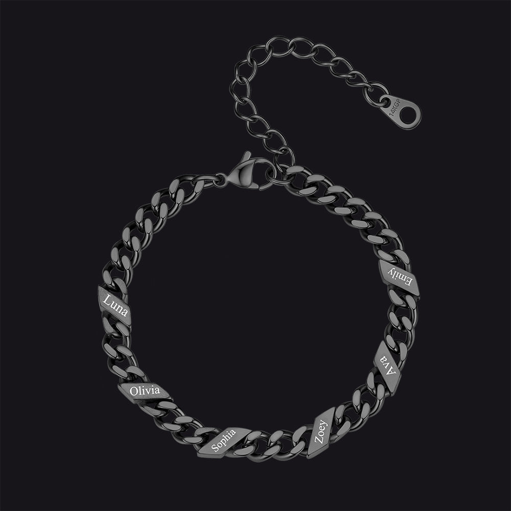 Custom Engraved Name Cuban Link Chain Bracelet for