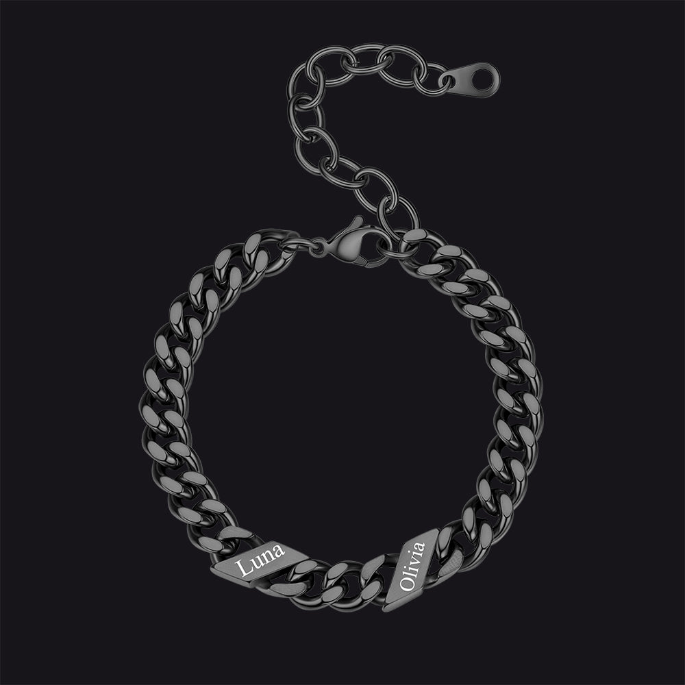 Custom Engraved Name Cuban Link Chain Bracelet for