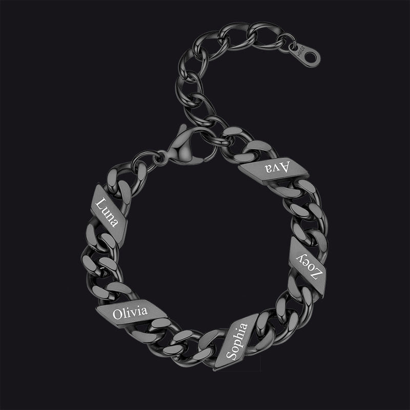 Custom Engraved Name Cuban Link Chain Bracelet for