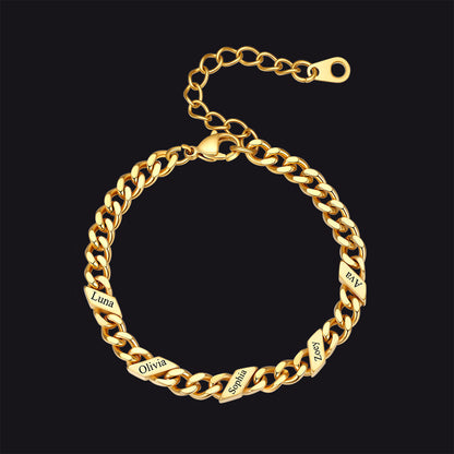 Custom Engraved Name Cuban Link Chain Bracelet for