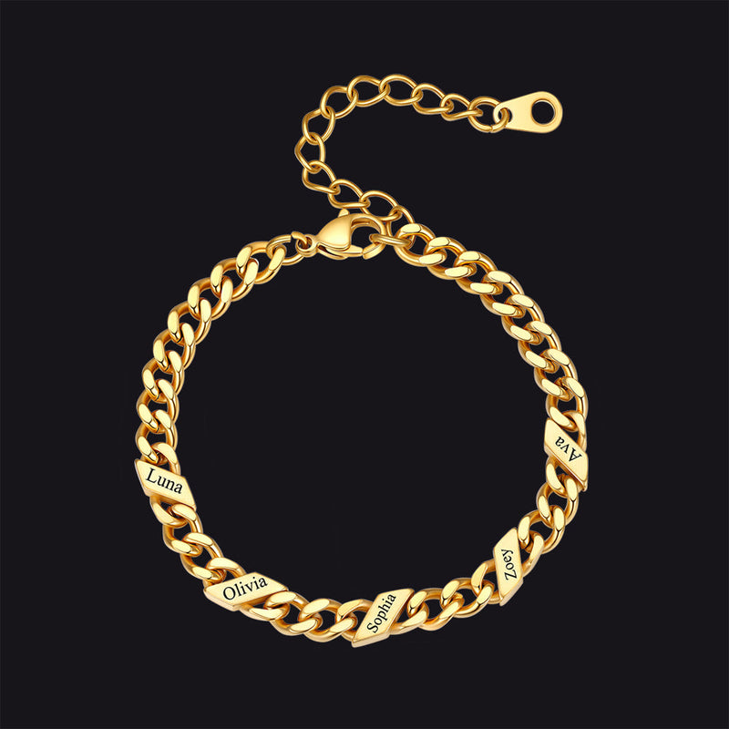 Custom Engraved Name Cuban Link Chain Bracelet for