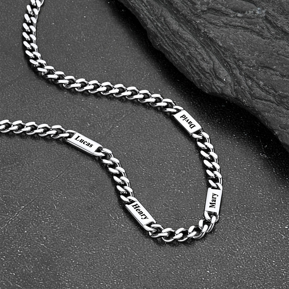 5/7mm Engraved Name Cuban Chain & Bracelet Gift Set for