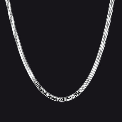 Customized Engraved Herringbone Snake Chain Choker Necklace for