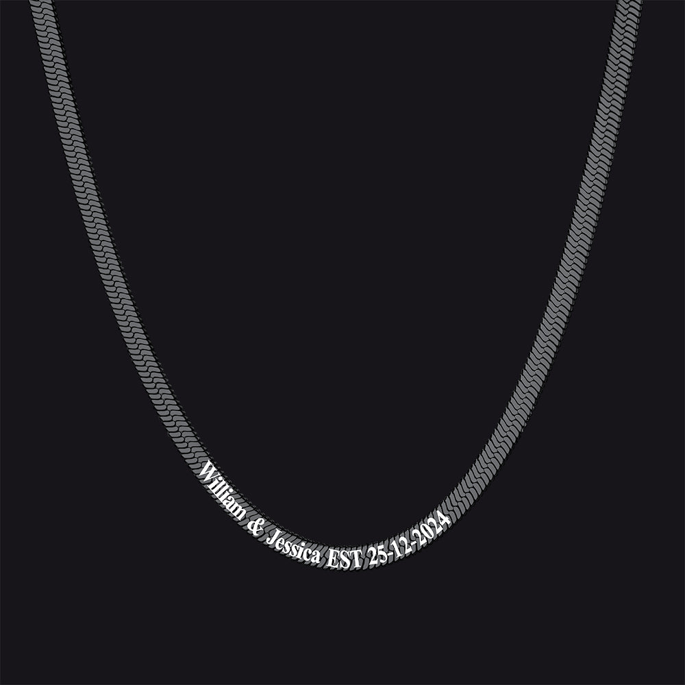 Customized Engraved Herringbone Snake Chain Choker Necklace for