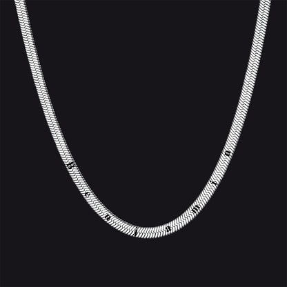 Customized Engraved Herringbone Snake Chain Choker Necklace for