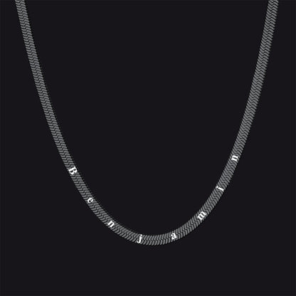 Customized Engraved Herringbone Snake Chain Choker Necklace for