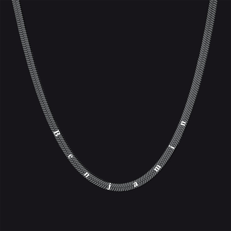 Customized Engraved Herringbone Snake Chain Choker Necklace for