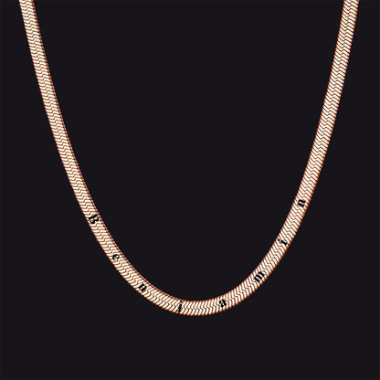 Customized Engraved Herringbone Snake Chain Choker Necklace for