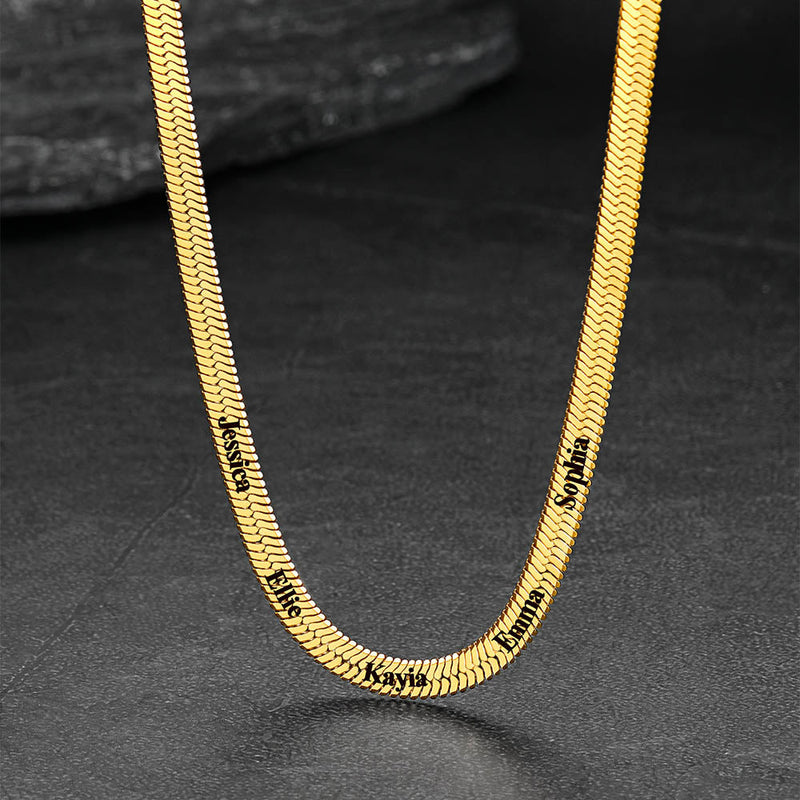 Customized Engraved Name Snake Chain Choker Necklace for