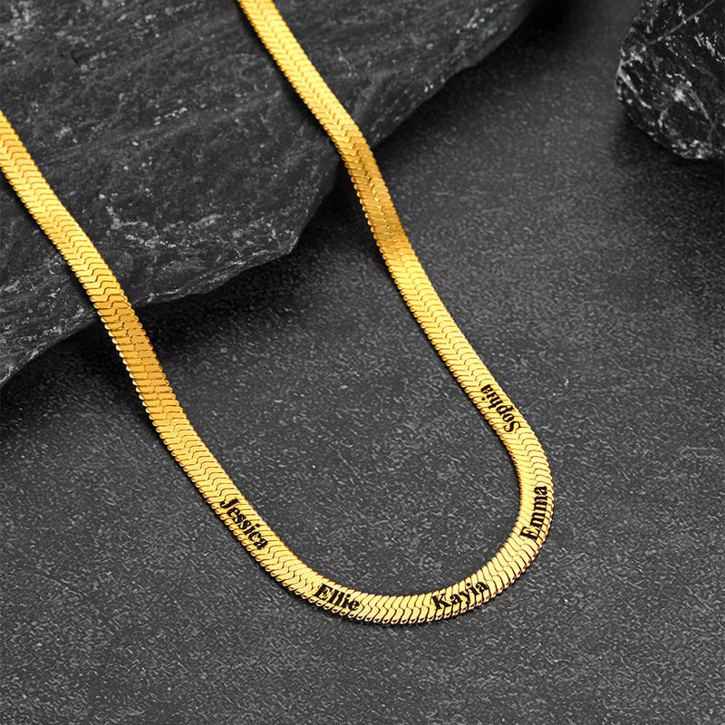 Customized Engraved Name Snake Chain Choker Necklace for