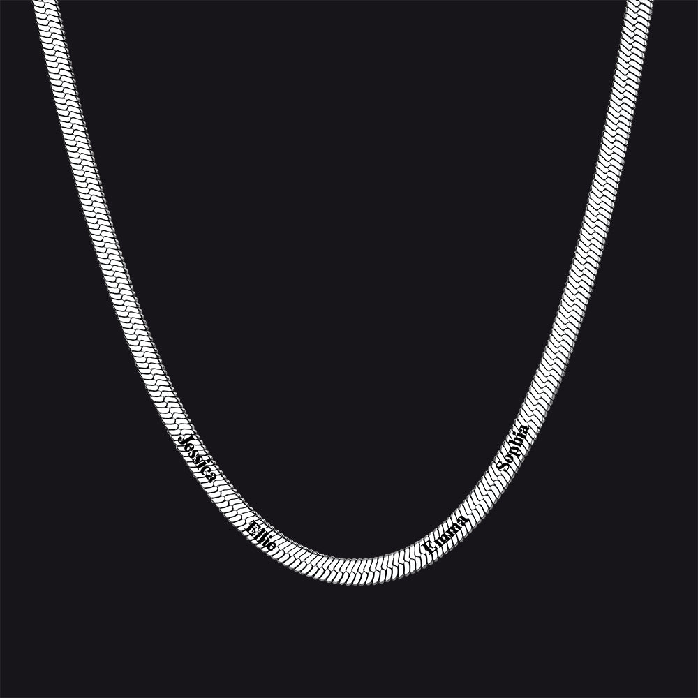 Customized Engraved Name Snake Chain Choker Necklace for