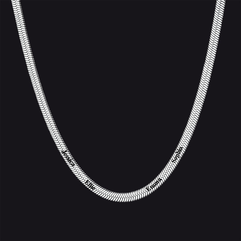 Customized Engraved Name Snake Chain Choker Necklace for