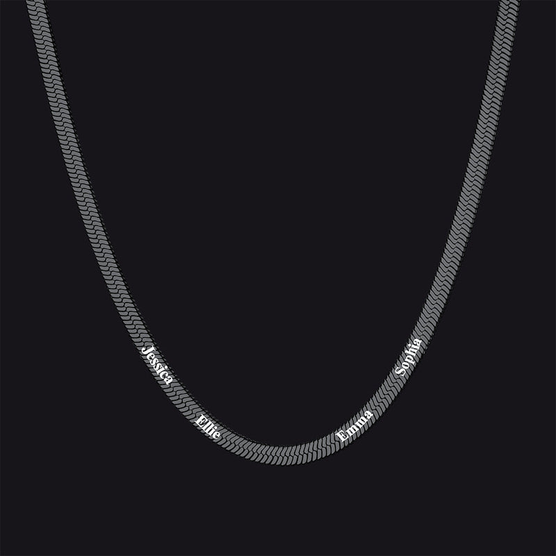 Customized Engraved Name Snake Chain Choker Necklace for
