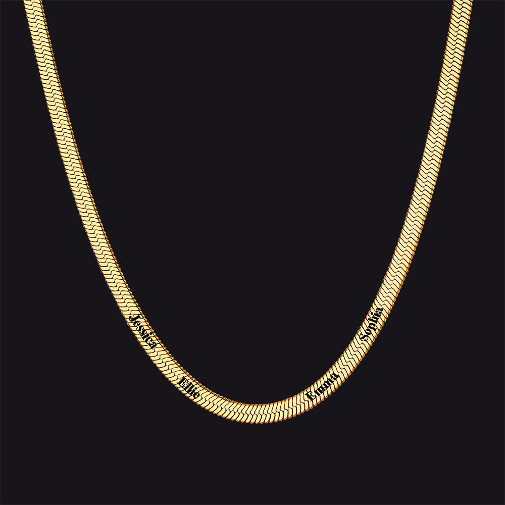 Customized Engraved Name Snake Chain Choker Necklace for
