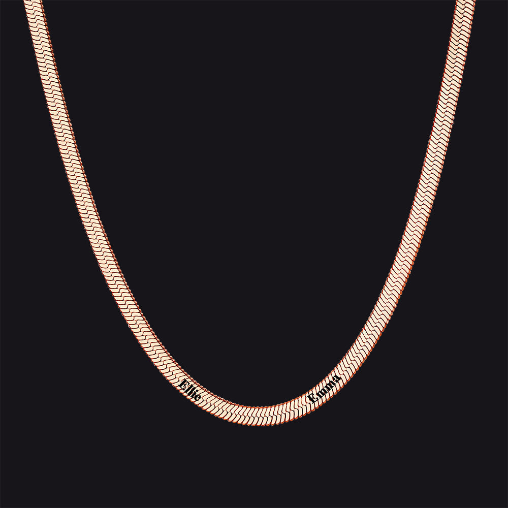 Customized Engraved Name Snake Chain Choker Necklace for
