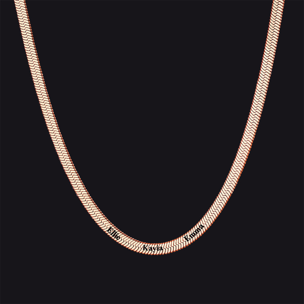 Customized Engraved Name Snake Chain Choker Necklace for