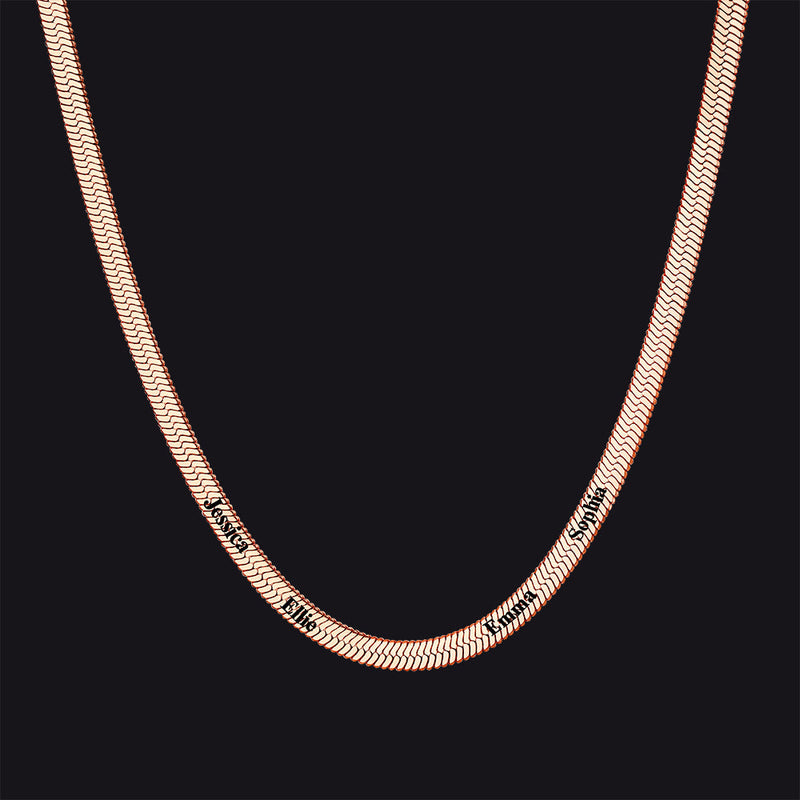 Customized Engraved Name Snake Chain Choker Necklace for