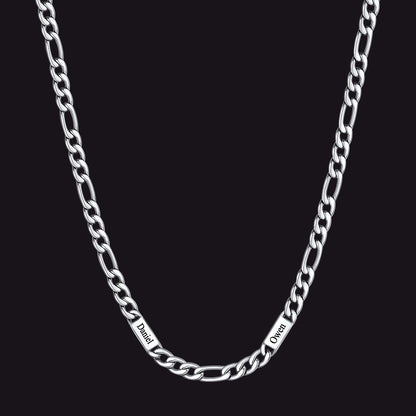 Customized Figaro Chain Engraved Name Necklace for Husband Gift