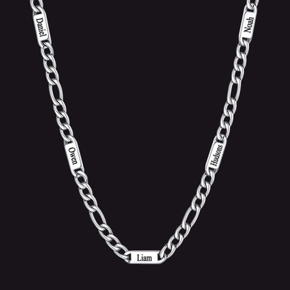 Customized Figaro Chain Engraved Name Necklace for Husband Gift
