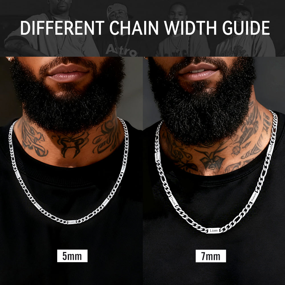 Customized Figaro Chain Engraved Name Necklace for Husband Gift