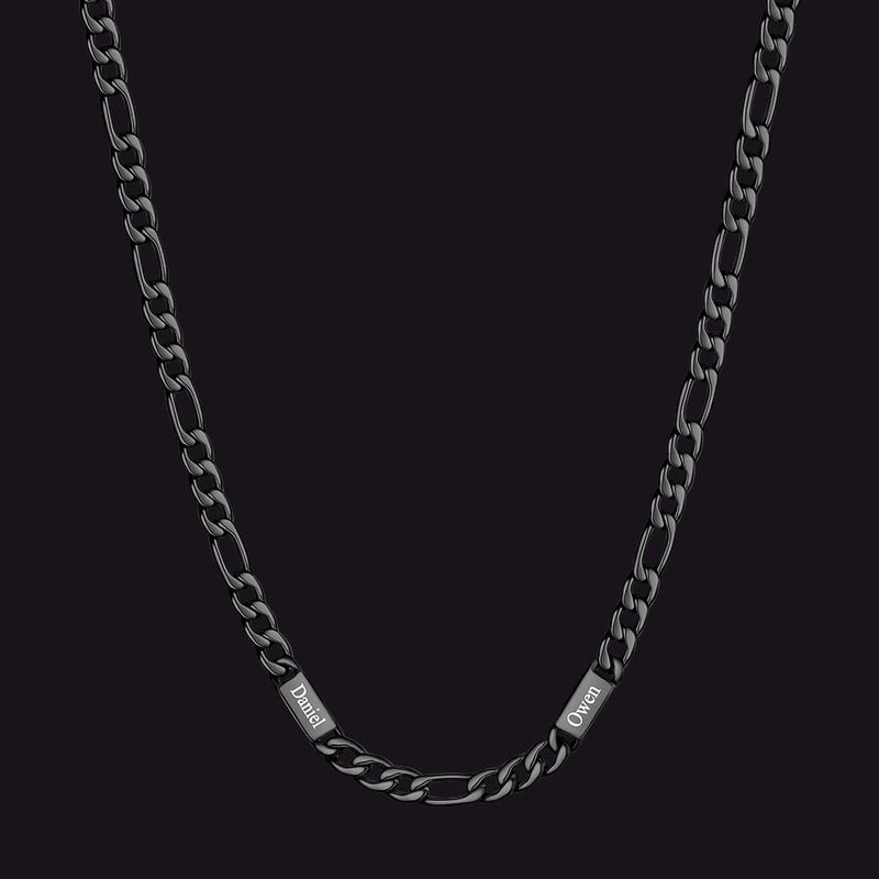 Customized Figaro Chain Engraved Name Necklace for Husband Gift