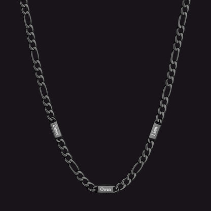 Customized Figaro Chain Engraved Name Necklace for Husband Gift
