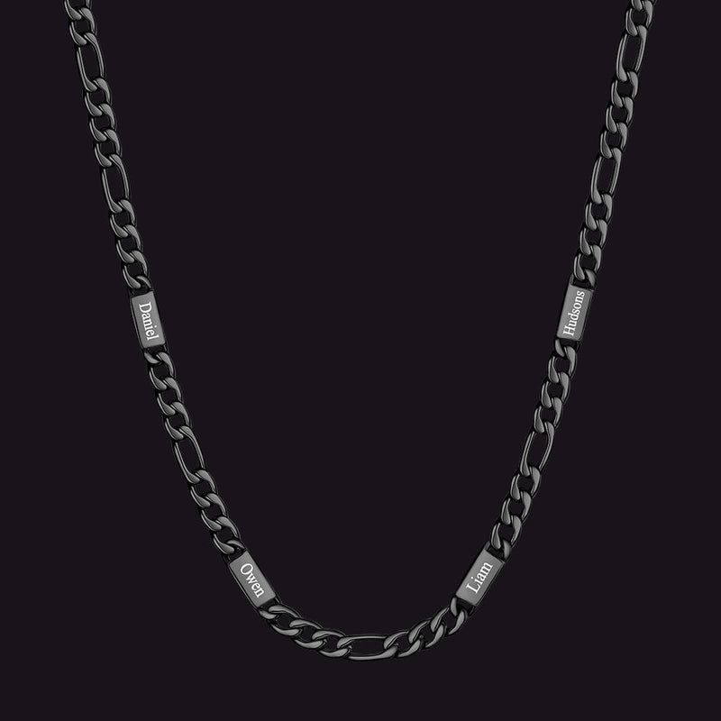 Customized Figaro Chain Engraved Name Necklace for Husband Gift
