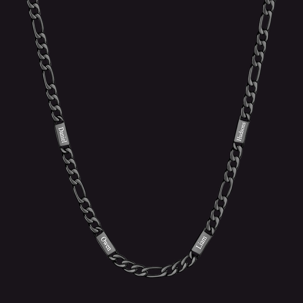 Customized Figaro Chain Engraved Name Necklace for Husband Gift