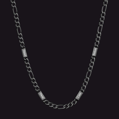 Customized Figaro Chain Engraved Name Necklace for Husband Gift