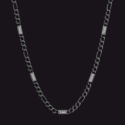 Customized Figaro Chain Engraved Name Necklace for Husband Gift