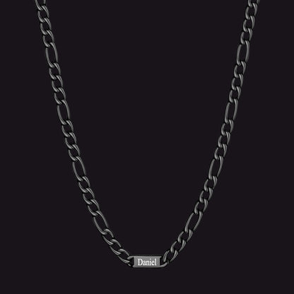 Customized Figaro Chain Engraved Name Necklace for Husband Gift