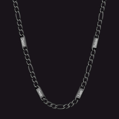 Customized Figaro Chain Engraved Name Necklace for Husband Gift