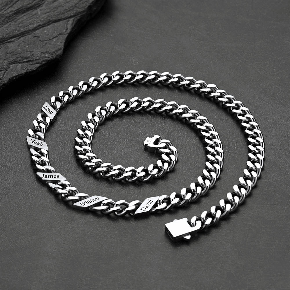Customized Engraved Name Cuban Link Chain Necklace for , 7/9/12mm Width