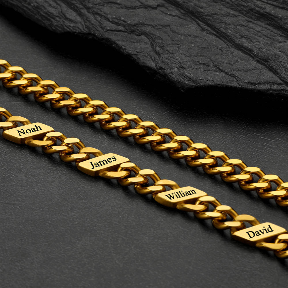 Customized Engraved Name Cuban Link Chain Necklace for , 7/9/12mm Width