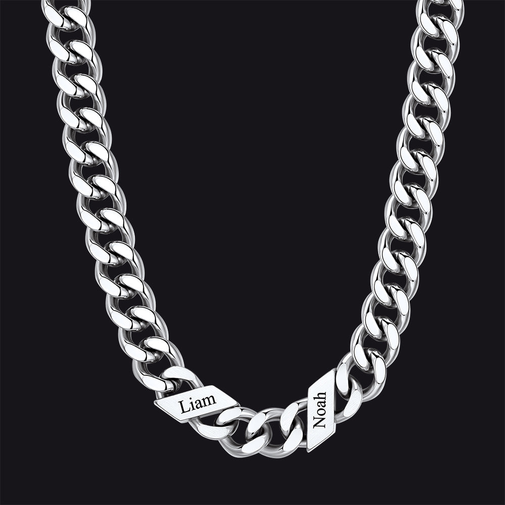Customized Engraved Name Cuban Link Chain Necklace for , 7/9/12mm Width