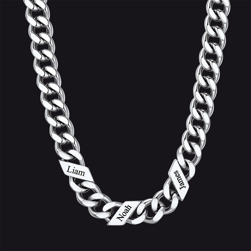 Customized Engraved Name Cuban Link Chain Necklace for , 7/9/12mm Width