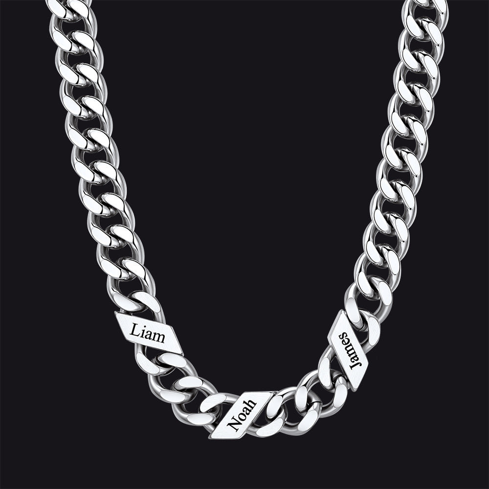 Customized Engraved Name Cuban Link Chain Necklace for , 7/9/12mm Width