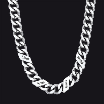 Customized Engraved Name Cuban Link Chain Necklace for , 7/9/12mm Width