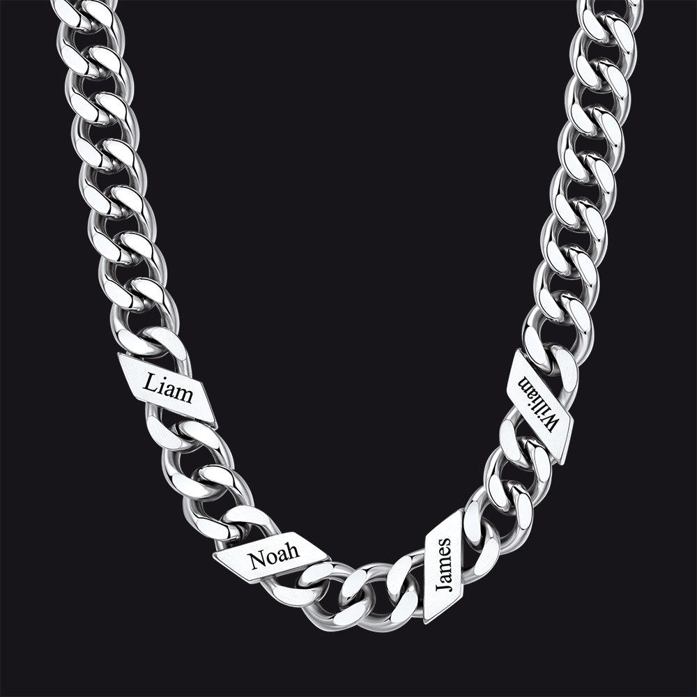 Customized Engraved Name Cuban Link Chain Necklace for , 7/9/12mm Width
