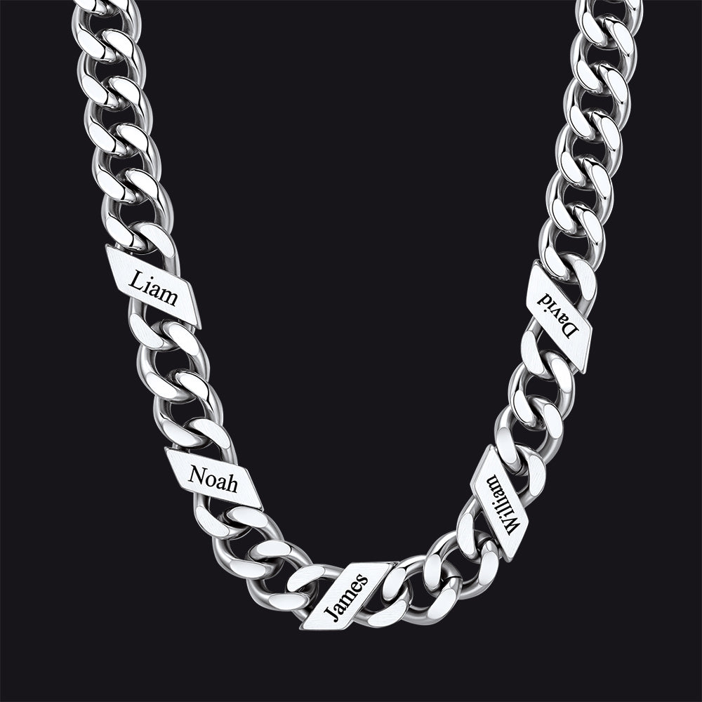 Customized Engraved Name Cuban Link Chain Necklace for , 7/9/12mm Width