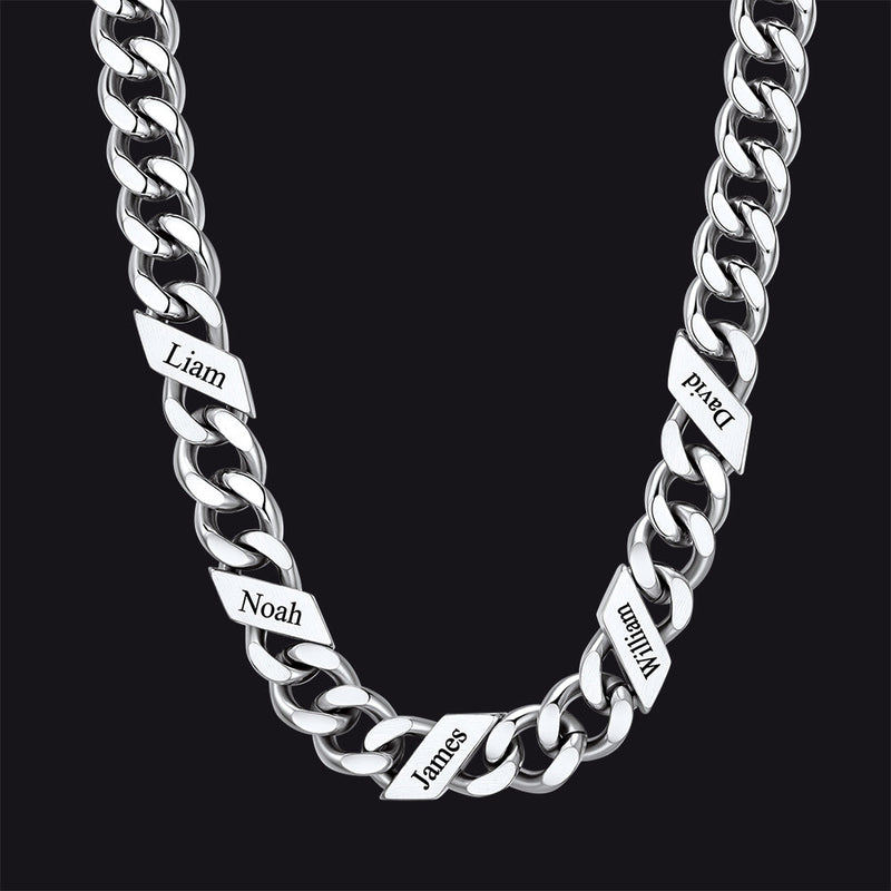 Customized Engraved Name Cuban Link Chain Necklace for , 7/9/12mm Width