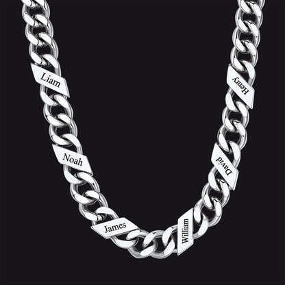 Customized Engraved Name Cuban Link Chain Necklace for , 7/9/12mm Width