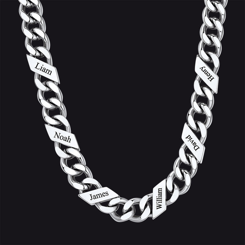Customized Engraved Name Cuban Link Chain Necklace for , 7/9/12mm Width