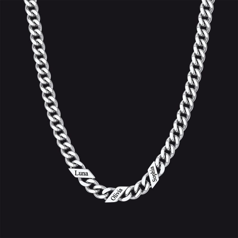 Customized Engraved Name Cuban Link Chain Necklace for , 7/9/12mm Width