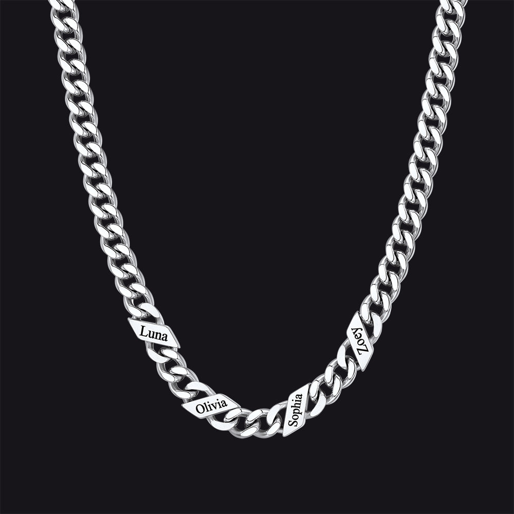 Customized Engraved Name Cuban Link Chain Necklace for , 7/9/12mm Width