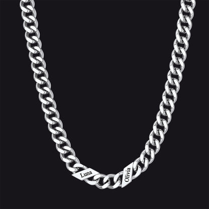 Customized Engraved Name Cuban Link Chain Necklace for , 7/9/12mm Width