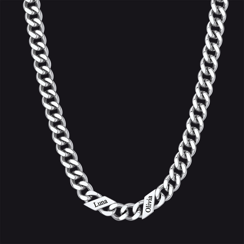 Customized Engraved Name Cuban Link Chain Necklace for , 7/9/12mm Width
